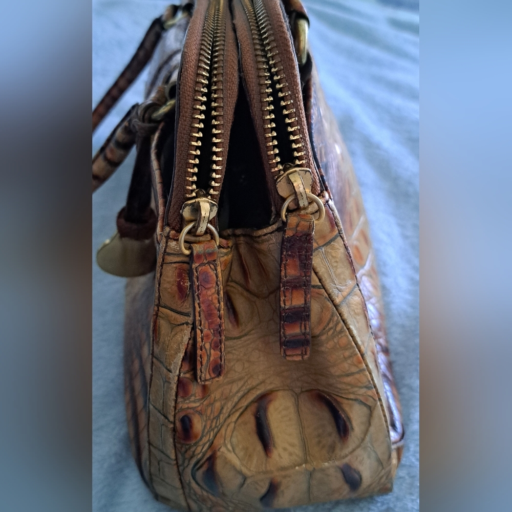 Brahmin Tan and Brown Crocodile-Embossed Satchel - Picture 8 of 10